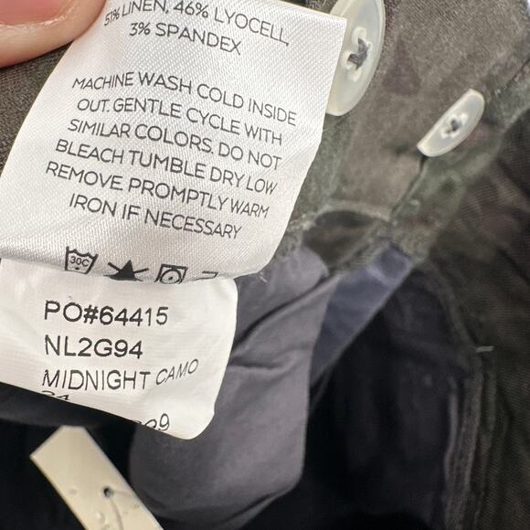 LEVEL99 NWT Bette Seamed Camo Tie Waist Straight Leg Linen Trouser Pants // 24 - Picture 12 of 13